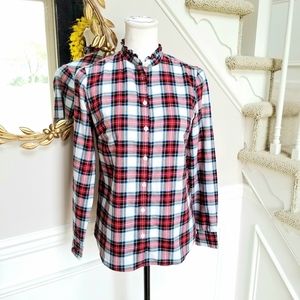 New! J Crew sz. Small S Stewart Tartan Plaid Flannel Ruffle trim NWT
